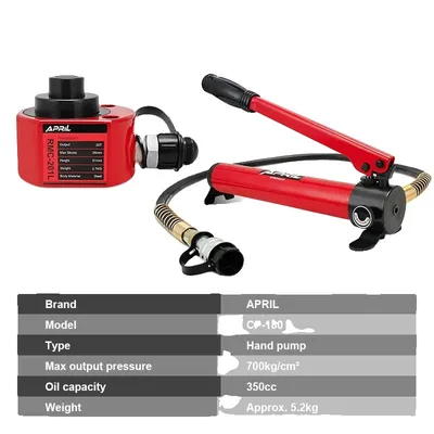 Immagine prodotto di Pompa manuale idraulica, forza di pressione massima di 700 kg/cm², volume d'olio di 350 cc, RMC-201L con CP-180