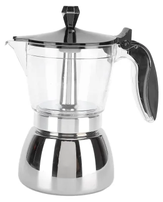 Mokkakanne 6 Tassen, Edelstahl, achteckig, 300 ml, hitzebeständig