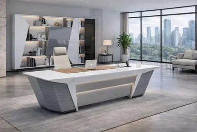 Obrázek produktu pro Exkluzivní kancelářské vybavení: designový šéfovský stůl a elegantní knihovna