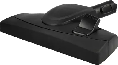 A black vacuum cleaner floor nozzle, presented in isolation against a white background.