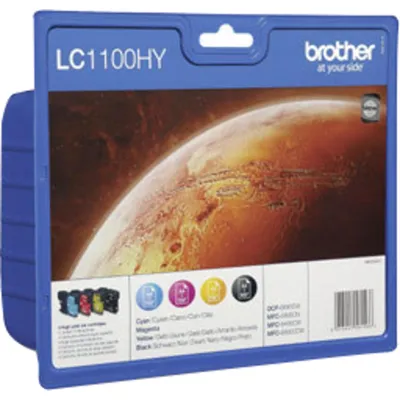Obrázek produktu pro Brother LC1100HYVALBP, Vysoká (XL) výtěžnost, Černá, Azurová, Purpurová, Žlutá, 4 kusů, 900 str., 750 str., Balení více kusů