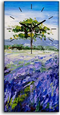Produktbild von Wanduhr Bürouhr Leinwand Bild 30x60 Malerei Abstrakte Wiesen Landschaft Baum - schwarze Hände