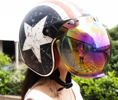 Productafbeelding van Helmvizier met bubbelvorm, open gezichtshelmen, bubbelvizier accessoire voor motorfietsen (regenboog)