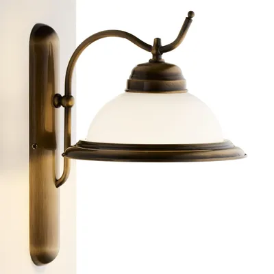 Produktbild von JUPITER Wandleuchte OPAL Klassisch 1-flammig Messing Altgold Weiß E27 Stahl Metall