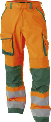 Produktbild von DASSY® Chicago Warnschutzhose mit Kniepolstertaschen NEONORANGE/FLASCHENGRÜN Gr.53 Länge: STANDARD