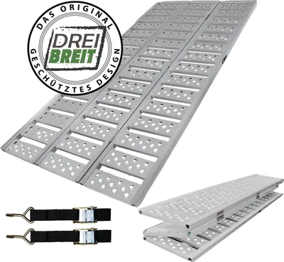 Produktbild von DREIBREIT by TRUTZHOLM 2-fach Auffahrrampe klappbar 255 cm Tragkraft 1020 kg Alu gelocht gerillt