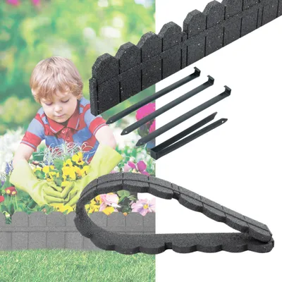 Produktbild von Gartenpalisade Rasenkante Beeteinfassung Beetumrandung 120cm Beetkante Zaun Grau