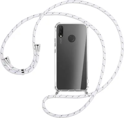 Produktbild von Handykette Backcover-Schutzhülle mit Band (Metall silberfarben) für Huawei P Smart Plus, nova 3 / 3i - weiß/grau