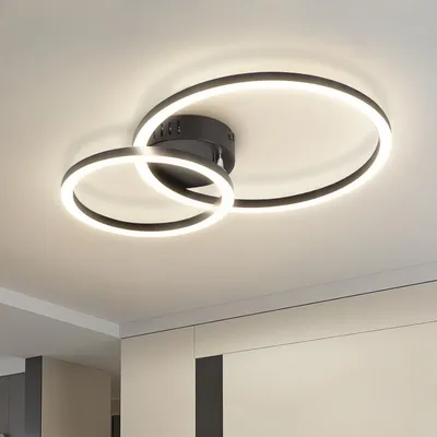 Obrázek produktu pro ZMH LED stropní svítidlo 40 cm, 23 W, kuchyňské svítidlo, 4000 K, obývací pokoj, 2 kruhy, stropní osvětlení do kuchyně, ložnice, kanceláře, černé