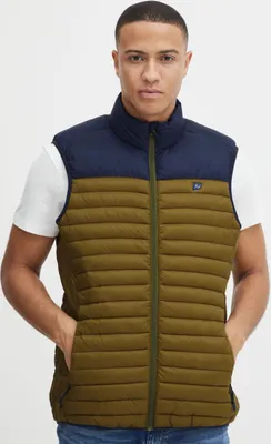Image de Blend 20715259 Outerwear Homme Gilet matelassé Outdoor Gilet d'hiver légèrement matelassé avec col montant et optique color-bock Regular Fit