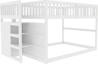 Produktbild von STILVORA Etagenbett 140x200cm Stockbett mit Staufach,Massivholzbett,Unterschicht ohne Lattenrost,Jugendbett mit Rausfallschutz,Weiß(Ohne Matratze)