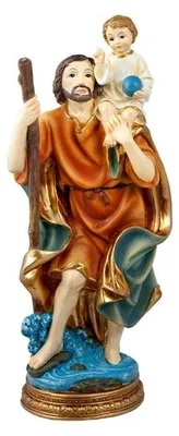 St. Christophorus-Figur, handbemalt, Harz, 30 cm