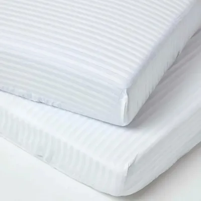 Immagine prodotto di HOMESCAPES Lenzuolo con angoli per lettino, bianco, 100% cotone, trama 330, set da 2, 60 x 120 cm