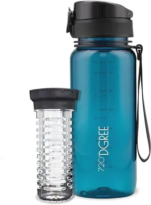 Produktbild von Famanu Wasserflasche 650ml mit Frucht-Infuser - BPA-frei, Auslaufsicher & Wiederverwendbar - Leichte Trinkflasche für Kinder, Sport, Schule und