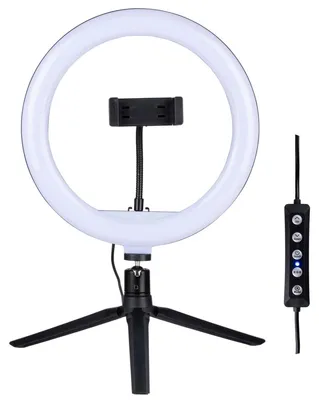 Produktbild von Grundig LED Ringlicht mit Stativ - Ringlicht Handy mit Stativ - LED Ringlampe mit 150 LEDs - Handystativhalter mit Ringlicht - Verstellbares Ringlicht mit Farb- und Helligkeitsmodi