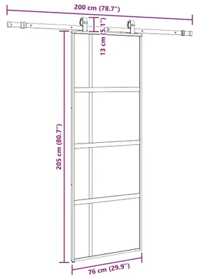 Imagen del producto de vidaXL Puerta corredera con herrajes, color negro, 76x205 cm, vidrio templado