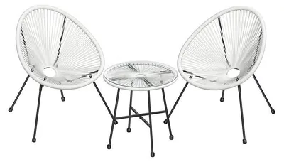Produktbild von Gartenmöbel-Set für den Außenbereich mit Tisch und Stühlen – schwarzes Rattan