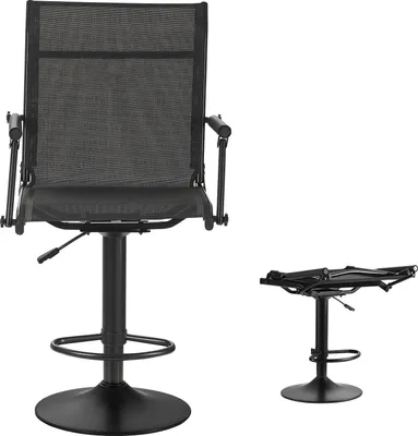 Produktbild von SucceBuy Faltbarer Campingstuhl mit gepolsterten Armlehnen, höhenverstellbarer Klappstuhl für Garten und Outdoor (136 kg Tragkraft), 360° geräuschlos drehbar – ideal für Picknick, Garten und Angeln