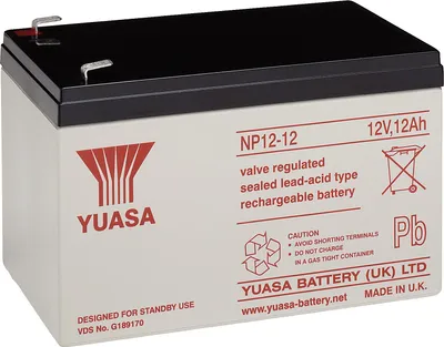 Produktbild von Yuasa NP12-12, Plombierte Bleisäure (VRLA), 12 V, 1 Stück(e), Schwarz, Weiß, 5 Jahr(e), 20 h