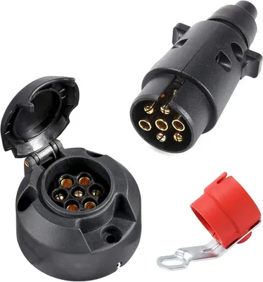 Obrázok produktu pre 7-pólový konektor na príves, vodotesný gumový kryt, 12 V, pre prívesy, červený