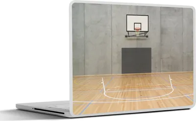 Produktbild von MuchoWow® Laptop Aufkleber Sticker Cover Ein leerer Basketballplatz in einer Halle 36.5x27.5 cm - Laptop-Sticker