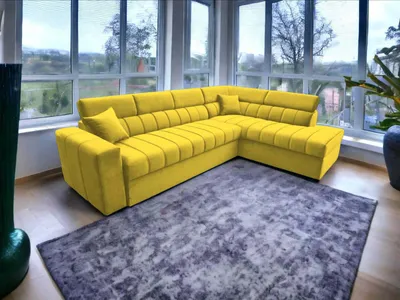 Obrázek produktu pro FurMeb24 ECKSOFA KENNO MAXI 300 x 210 cm ŽLUTÁ - pravá strana - s lůžkem a funkcí spánku