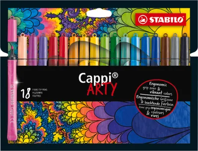 Produktbild von STABILO Filzstift mit Kappenring - Cappi - ARTY - 18er Pack - 18 verschiedene Farben