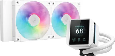 Produktbild von DeepCool Mystique 240 WH ARGB, All-in-One-Flüssigkeitskühler, 12 cm, Weiß