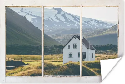 Produktbild von MuchoWow® Poster Aussicht - Haus - Berg 180x120 cm - Fotoplakat