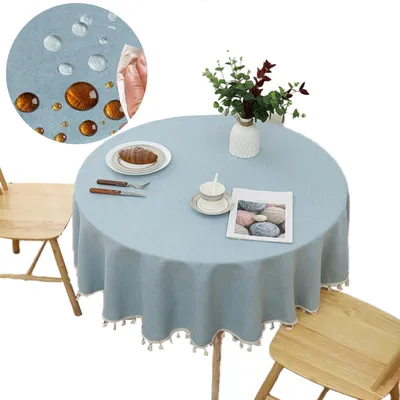 Imagen del producto de Mantel redondo para mesa, resistente al agua, con un diámetro de 140 cm, lavable a máquina, ideal para la cocina
