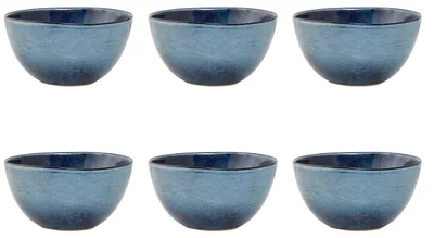 Produktbild von 6er Set Müslischalen SANDRINE blau D. 15cm für 700ml rund Keramik Bloomingville