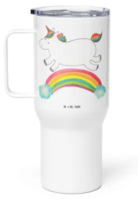 Produktbild von Mr. & Mrs. Panda thermosbecher Einhorn Regenbogen - Weiß - Geschenk, Einhornpower, Mehrwegbecher, Thermobecher, Erwachsenwerden, Glitzer, Unicorn, Teetasse, To-Go-Becher
