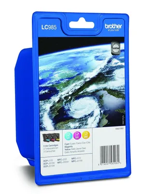 Produktbild von Brother LC985RBWBPDR, Cyan, Magenta, Gelb, Tinte auf Pigmentbasis, 3 Stück(e), 260 Seiten, Multipack