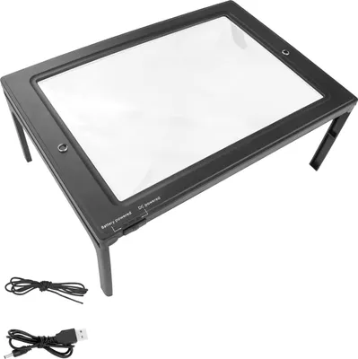 Produktbild von Lupe mit Licht, 2,5-fache Leselupe für Senioren, groß, mit 12 LEDs, größer