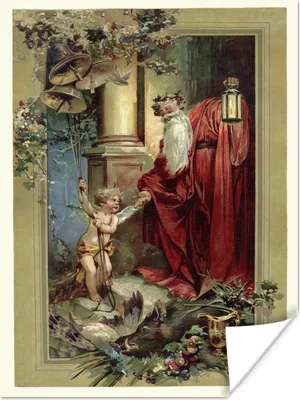 Produktbild von MuchoWow® Poster Weihnachtsmann - Porträt - Retro 120x160 cm - Wandbilder