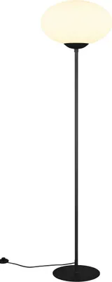 Image de Lampadaire minimaliste noir avec abat-jour en verre blanc elliptique pour salon ou chambre à coucher 150 cm 1xE27 15W FOMENTO Trio