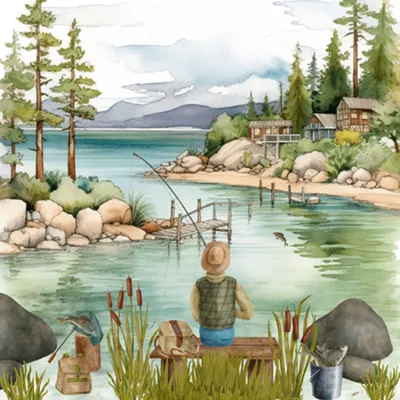 Produktbild von 20 Servietten Lakeside Fishing - Angeln am See 33x33cm