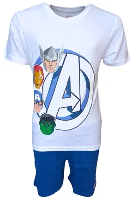 Produktbild von Schlafanzug kurz Avengers Weiß-Dunkelblau 104 cm