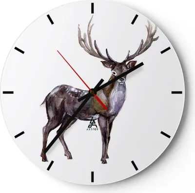Produktbild von Wanduhr - Rund - Glasuhr - Liebes Tier Wild Wald - 30x30cm - Schleichendes Uhrwerk - Lautlos - zum Aufhängen bereit - Dekoration Modern - Wanddekoration aus Glas - C3AR30x30-2938