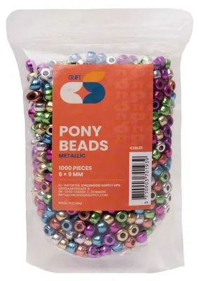 Obrázok produktu pre Colourations Pony Beads Metallic 6x9 mm 1000 kusov remeselníckej súpravy