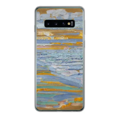 Produktbild von MuchoWow® Handyhülle Schutzhülle Hülle für Samsung Galaxy S10 Blick auf den Strand und die Seebrücke von den Dünen aus - Piet Mondrian Silikon Softcase Handy Hülle - Handytasche