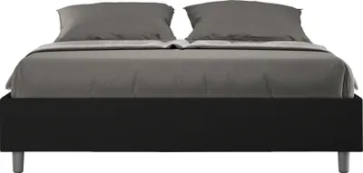 Image de ITYHOME - Lit avec sommier rembourré 160x190 similicuir noir Azelia