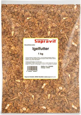 Produktbild von Supravit Igelfutter mit Insekten 1 kg | Artgerechtes Igel Futter mit Mehlwürmer, Krebstiere, Früchte & Gemüse