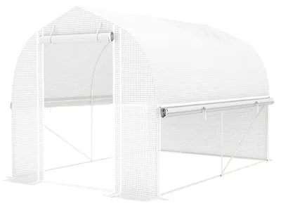 Image de Serre en film plastique de 3 x 2 x 2 mètres avec parois latérales rétractables | Couleur : Blanc | Dimensions : 200 x 300 x 200 cm
