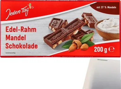 Produktbild von Jeden Tag Schokolade Edel-Rahm Mandel (200g Tafel) + usy Block