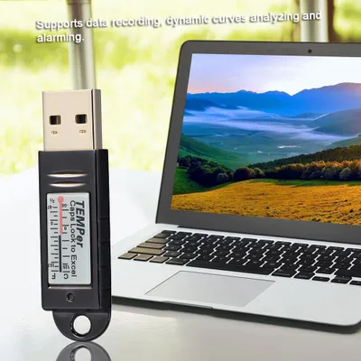 Zdjęcie produktu dla Termometr USB PCsensor z czujnikiem temperatury i rejestratorem danych do komputerów stacjonarnych i laptopów, kolor srebrny