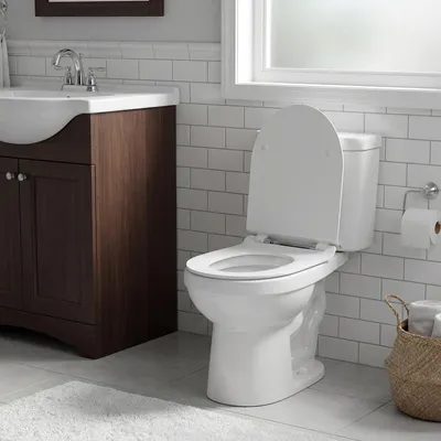 Produktbild von SONGMICS WC-Sitz kurze D-Form, Absenkautomatik, abnehmbarer Toilettendeckel, Griff, einfache Montage, bis 300 kg, weiß
