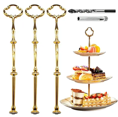 3er-Set Etagenstangen gold Metallstangen für Torten Cupcakes