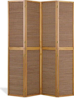 Image de Paravent Séparation de pièce 4 pièces 2 m Bois Cloison brun bambou