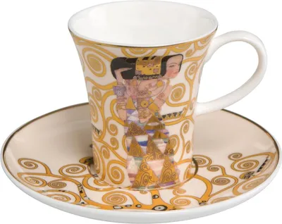 Produktbild von 2x Gustav Klimt Espressotassen Die Erwartung + Die Erfüllung Goebel Porzellan